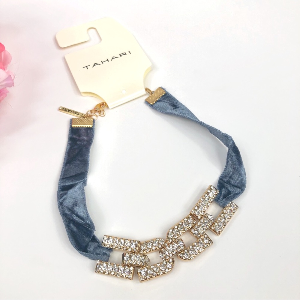 Tahari  Blue Velvet & Rhinestone Choker🌹 - Picture 7 of 8